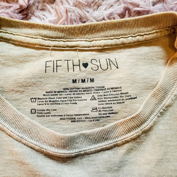 Fifth Sun Beige Mushroom and Flower Graphic Cropped Tee - Picture 3 of 4